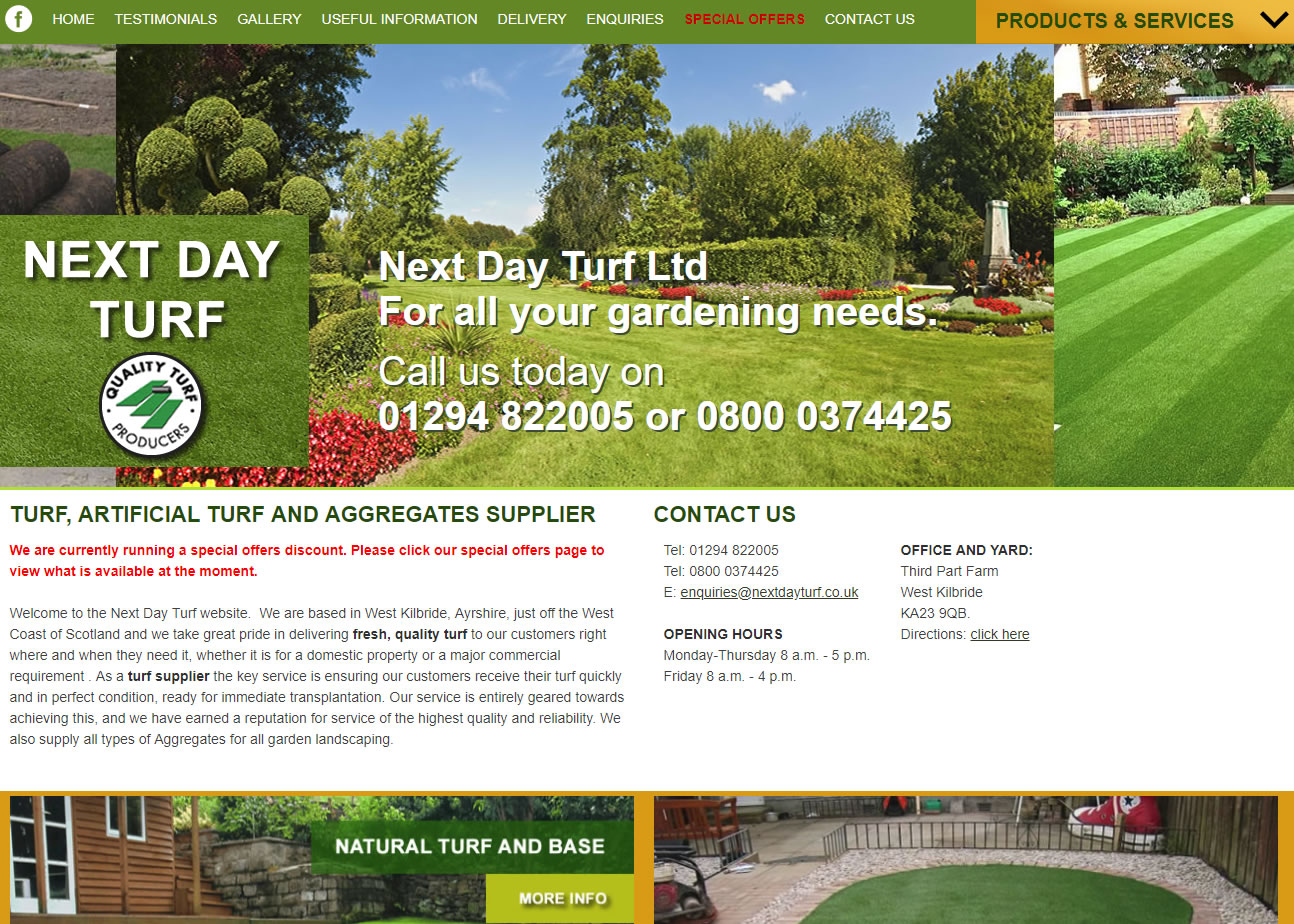 Next Day Turf - Website Design Ayrshire